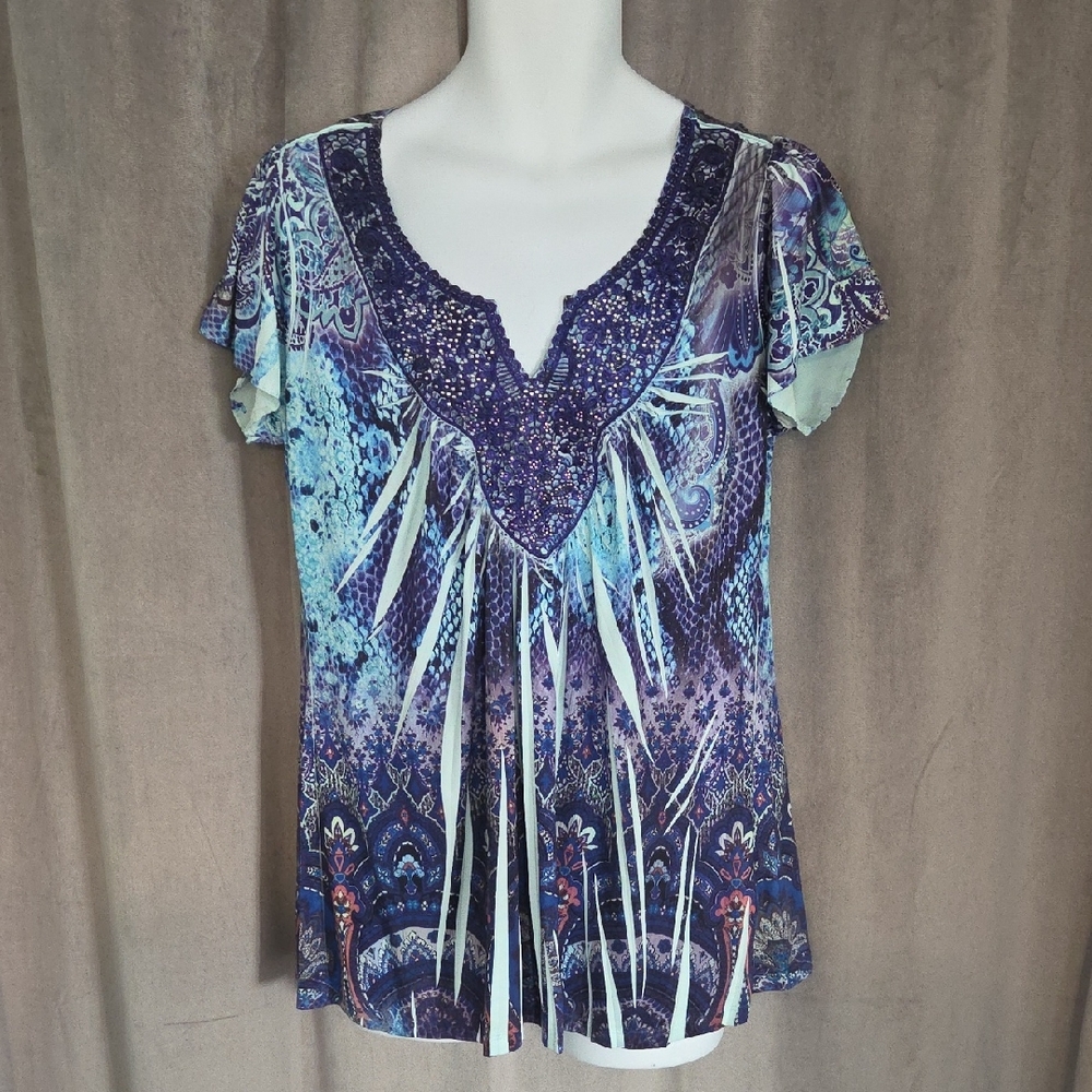 Apt. 9 OX Blue and Purple Patterned Tunic